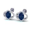 4 ctw Sapphire & Micro Pave VS/SI Diamond Certified Earrings 10k White Gold - REF-45G3W