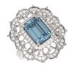 Image 3 : 5.33 ctw Blue Topaz & Diamond Ring 18K White Gold - REF-140W9H
