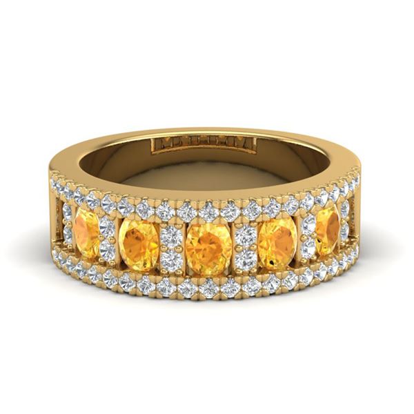 2 ctw Citrine & Micro VS/SI Diamond Ring 10k Yellow Gold - REF-47G9W