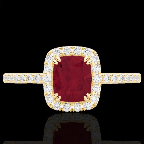 1.25 ctw Ruby & Micro Pave VS/SI Diamond Certified Ring 10k Yellow Gold - REF-30A8N
