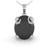 Image 2 : 5.0 ctw Oval Black Diamond Designer Necklace 14k White Gold - REF-94Y8X