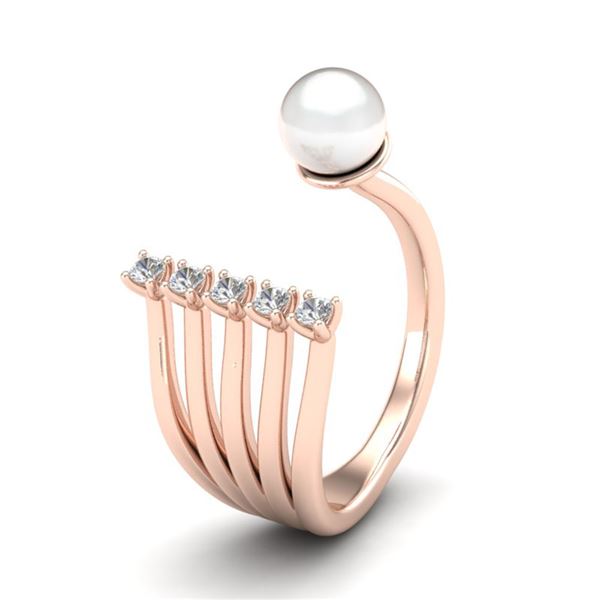 0.65 ctw VS/SI Diamond & Golden Pearl Designer Ring 14k Rose Gold - REF-46M2G