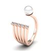 Image 1 : 0.65 ctw VS/SI Diamond & Golden Pearl Designer Ring 14k Rose Gold - REF-46M2G