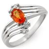 Image 1 : 0.80 ctw Orange Sapphire & Diamond Ring 10k White Gold - REF-16X5A
