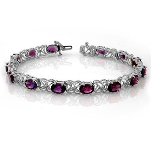 9.55 ctw Amethyst & Diamond Bracelet 14k White Gold - REF-96X9A