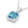 3.50 ctw Sky Blue Topaz & Micro VS/SI Diamond Necklace 18k White Gold - REF-40N2F