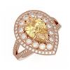 4.12 ctw Canary Citrine & Diamond Victorian Ring 14K Rose Gold - REF-125A5N