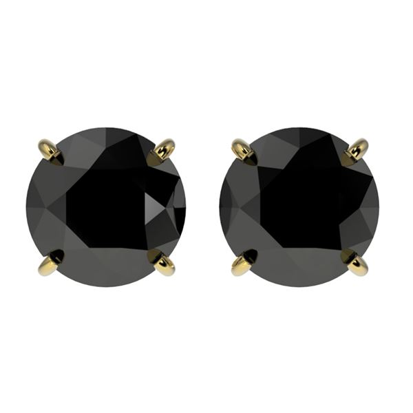 2 ctw Fancy Black Diamond Solitaire Stud Earrings 10k Yellow Gold - REF-35W6H