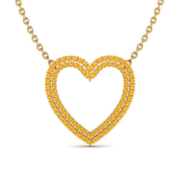 3.50 ctw Yellow Sapphire Heart Halo Designer Necklace 10k Yellow Gold - REF-50F9M