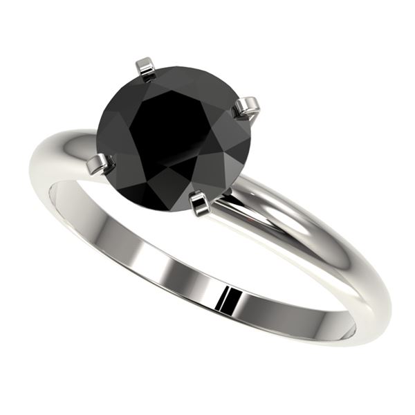 2 ctw Fancy Black Diamond Solitaire Engagment Ring 10k White Gold - REF-35G6W