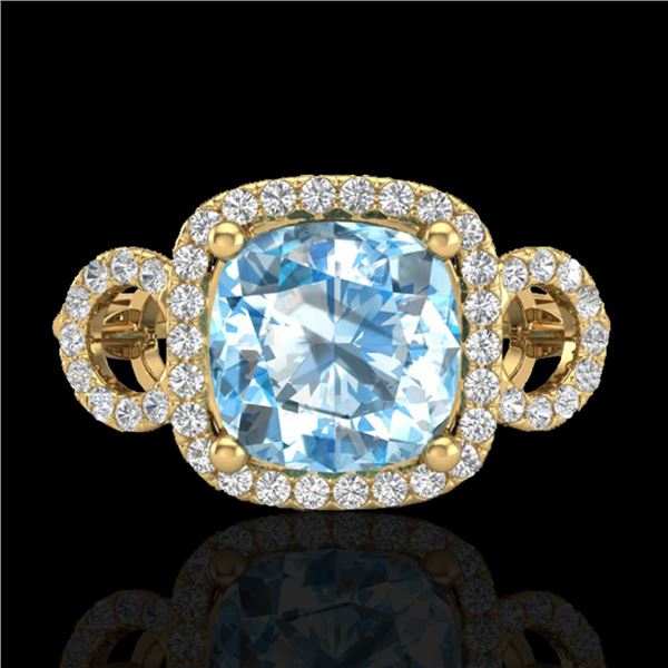 3.75 ctw TOPAZ & Micro VS/SI Diamond Certified Ring 18k Yellow Gold - REF-50G4W