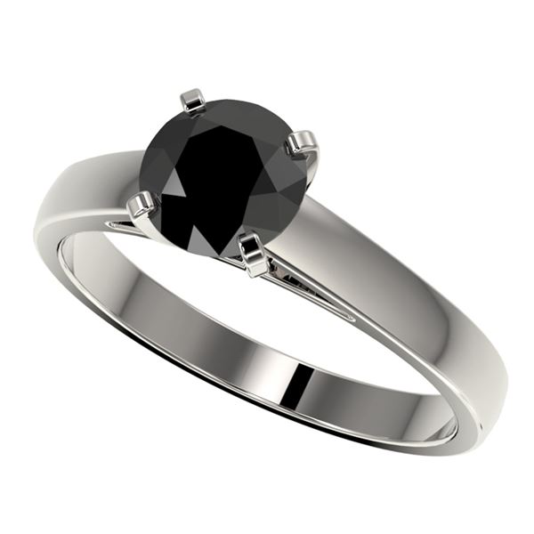 1.25 ctw Fancy Black Diamond Solitaire Engagment Ring 10k White Gold - REF-26K6Y