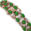 Image 3 : 25.85 ctw Jade & Diamond Bracelet 10K Rose Gold - REF-227G3W