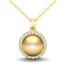 Image 2 : 0.25 ctw Micro Pave Diamond & Golden Pearl Necklace 18k Yellow Gold - REF-30X8A