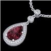 Image 1 : 2.25 ctw Garnet & Micro VS/SI Diamond Necklace Designer 18k White Gold - REF-34R3K