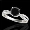 Image 1 : 1.3 ctw Certified VS Black Diamond Solitaire Ring 10k White Gold - REF-51X3A