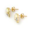 Image 2 : 1.03 ctw Opal & Diamond Earrings 10k Yellow Gold - REF-10H9R