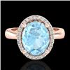 Image 1 : 2.50 ctw Aquamarine & Micro Pave VS/SI Diamond Ring 14k Rose Gold - REF-41X4A