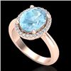 Image 2 : 2.50 ctw Aquamarine & Micro Pave VS/SI Diamond Ring 14k Rose Gold - REF-41X4A