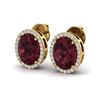 Image 1 : 5.50 ctw Garnet & Micro VS/SI Diamond Halo Earrings 18k Yellow Gold - REF-48Y2X