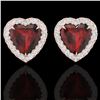 Image 1 : 2.22 ctw Garnet & Micro Pave Diamond Earrings Heart 14k Rose Gold - REF-38K2Y