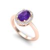 Image 2 : 1.75 ctw Amethyst & Micro VS/SI Diamond Ring Halo 14k Rose Gold - REF-30K2Y