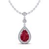 Image 2 : 2.75 ctw Ruby & Micro Pave VS/SI Diamond Necklace 18k White Gold - REF-44G4W