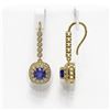 Image 2 : 5.1 ctw Certified Sapphire & Diamond Victorian Earrings 14K Yellow Gold - REF-172F8M