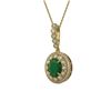Image 1 : 4.67 ctw Certified Emerald & Diamond Victorian Necklace 14K Yellow Gold - REF-139G8W