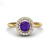 Image 1 : 0.75 ctw Amethyst & Micro VS/SI Diamond Certified Ring 18k Yellow Gold - REF-33W3H