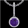Image 2 : 2 ctw Amethyst & Micro Pave VS/SI Diamond Necklace 18k White Gold - REF-42W4H