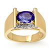 Image 1 : 2.18 ctw Tanzanite & Diamond Men's Ring 10k Yellow Gold - REF-53N5F
