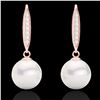 Image 1 : 0.18 ctw Micro VS/SI Diamond & Pearl Designer Earrings 14k Rose Gold - REF-23F2M