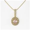 Image 2 : 3.92 ctw Morganite & Diamond Victorian Necklace 14K Yellow Gold - REF-167M5G