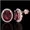 Image 2 : 5 ctw Garnet & Micro Pave VS/SI Diamond Earrings 14k Rose Gold - REF-52F3M