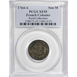 1764-A SOU M French Colonies Sou Marque XF45 PCGS