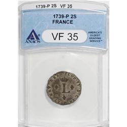 1739-P SOU M French Colonies Sou Marque VF35 ANACS