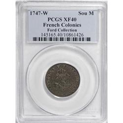 1747-W SOU M French Colonies Sou Marque XF40 PCGS