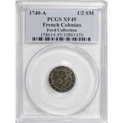 1740-A 1/2 SOU M French Colonies Half Sou Marque XF45