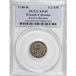 1740-B 1/2 SOU M French Colonies Half Sou Marque XF45