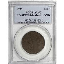 1795 1/2 P LIB-SEC/Irish AU50 PCGS