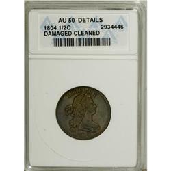1804 1/2 C Plain 4, No Stems AU50 ANACS