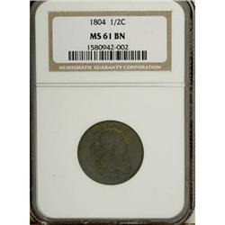 1804 1/2 C Plain 4, No Stems Brown MS61 NGC
