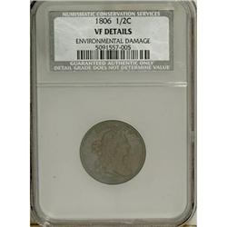 1806 1/2 C Small 6, No Stems AU50 CSN