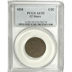 1828 1/2 C 12 Stars AU53 PCGS
