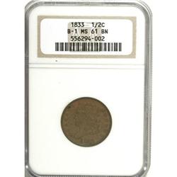 1833 1/2 C Brown MS61 NGC