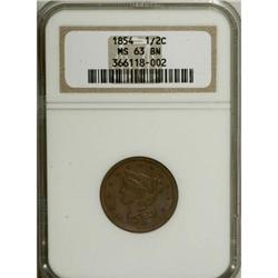 1854 1/2 C Brown MS63 NGC