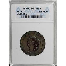 1818 1C Brown MS60 ANACS