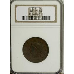 1831 1C Large Letters Brown MS61 NGC