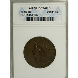 1833 1C AU58 ANACS